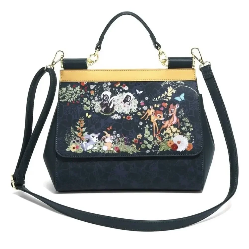 Loungefly Bambi Crossbody Handbag Bag Green Floral Forest Friends Disney